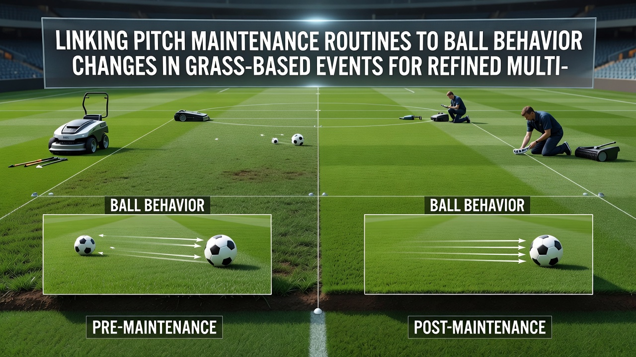 Side-by-side comparison of ball trajectories on differently maintained grass surfaces during multi-sport events