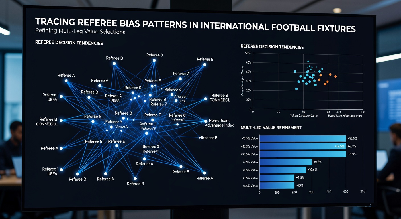 Referee signaling decisions during an international football match with VAR review ongoing