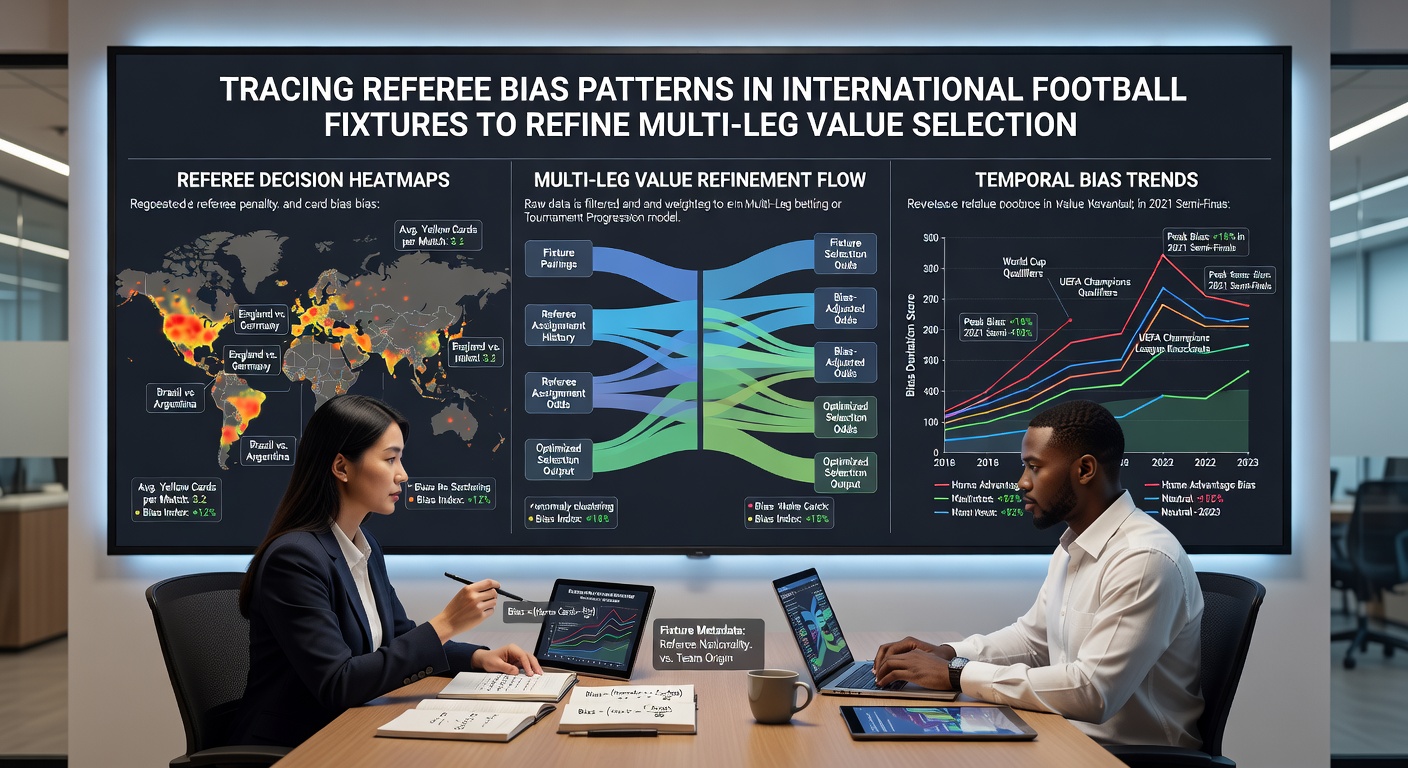 Data visualization showing referee card statistics across international football fixtures