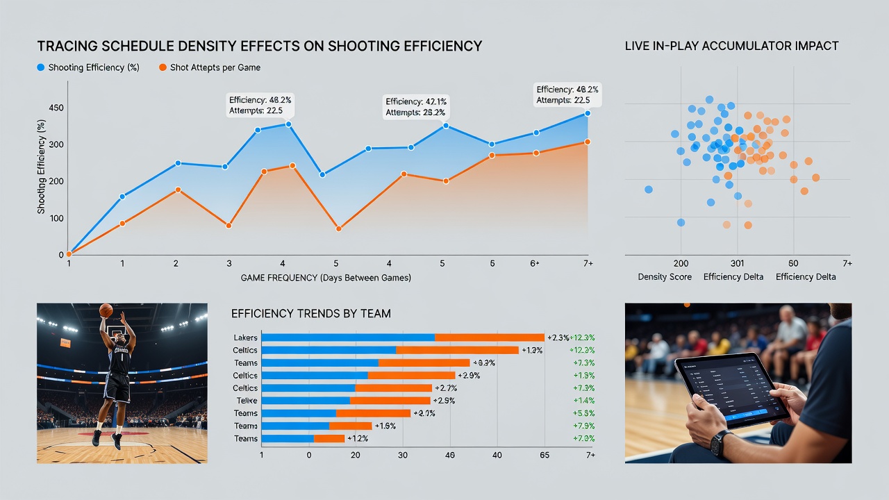 Data dashboard displaying shooting percentage trends across dense basketball schedules